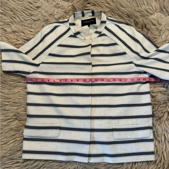 SALE! Lafayette 148 New York Striped Short Sleeve Jacket size Large - Picture 13 of 14